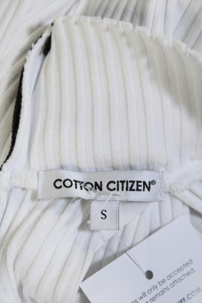 Cotton Citizen Womens Cotton Ribbed Sleeveless Turtleneck Dress White Size S