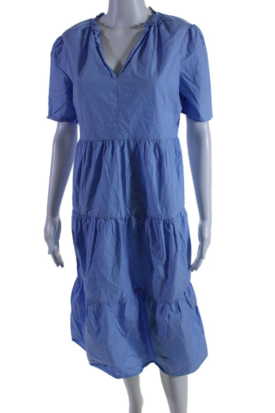 By Malene Birger Womens Short Sleeves A Line Sun Dress Blue Cotton Size EUR 34