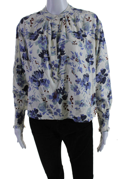 Apiece Apart Women's Round Neck Long Sleeves Smocked Blouse Floral Size XS