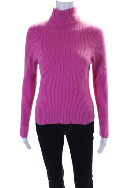 Valerie Stevens Womens Cashmere Long Sleeve Turtleneck Sweater Top Pink Size L