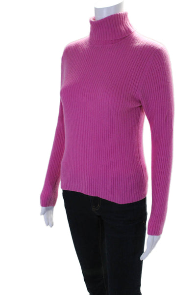 Valerie Stevens Womens Cashmere Long Sleeve Turtleneck Sweater Top Pink Size L