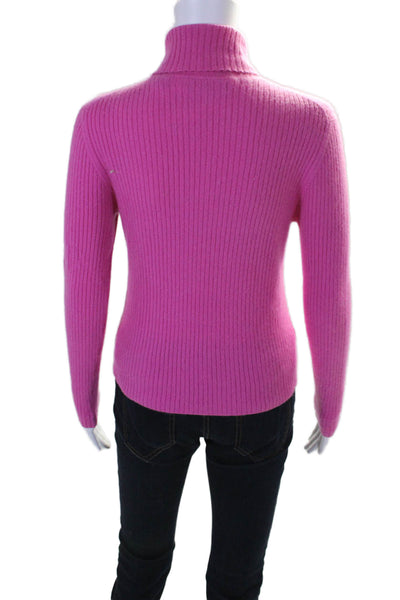 Valerie Stevens Womens Cashmere Long Sleeve Turtleneck Sweater Top Pink Size L