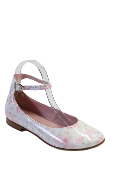 Michael Pasinkoff Girls Round Toe Slip-On Ankle Buckle Flat Shoes Floral Size 36