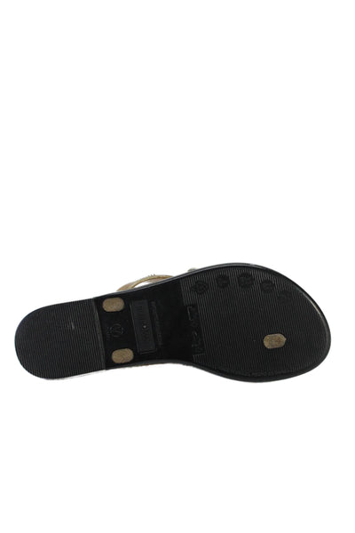 Mini Melissa Girls T-Straps Butterfly Flat Sandals Gold Black Size 4