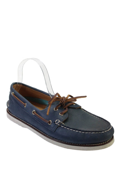 Sperry Men's Round Toe Lace Up Rubber Sole Boat Shoes Navy Blue Size 10