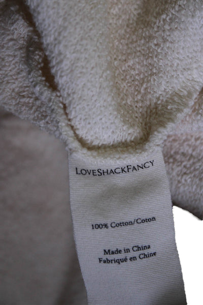 Love Shack Fancy Womens Cotton Long Sleeve Pullover Cream Hoodie Size XS