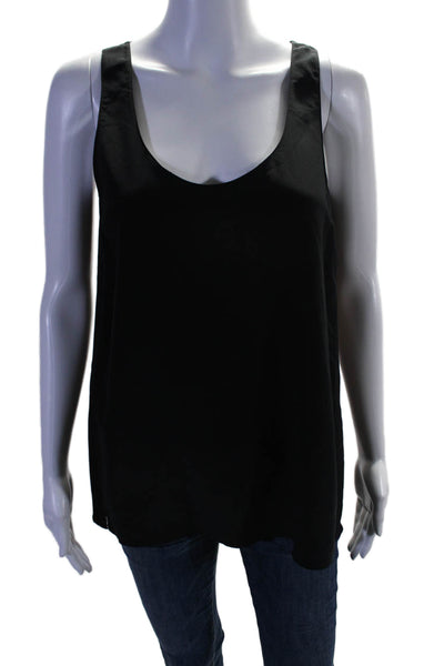 Vince Womens Silk Scoop Neck Sleeveless Solid Black Tank Top Size XS