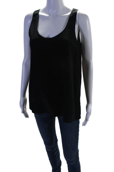 Vince Womens Silk Scoop Neck Sleeveless Solid Black Tank Top Size XS