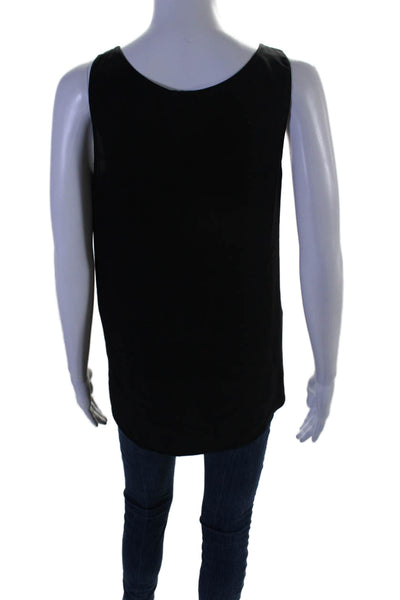 Vince Womens Silk Scoop Neck Sleeveless Solid Black Tank Top Size XS