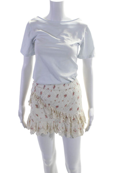 Love Shack Fancy Womens White Eyelet Floral Blouse Top Skirt Set Size S XS