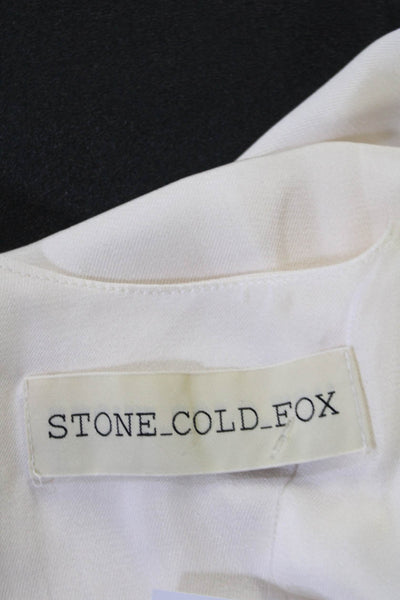 Stone Cold Fox Womens Cream V-Neck Lace Trim Short Sleeve Blouse Top Size M