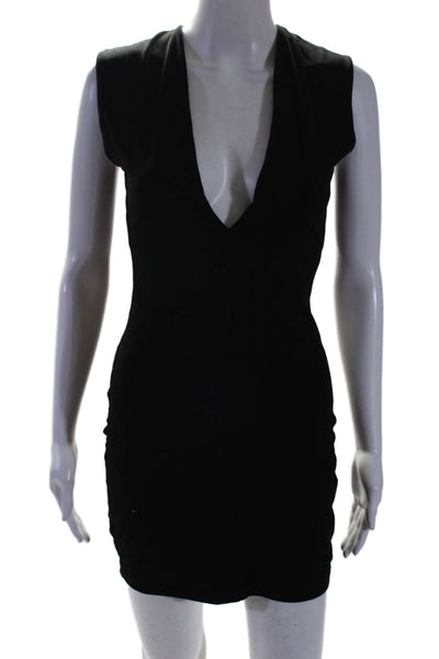 Susana Monaco Womens Sleeveless Deep V Neck Mini Sheath Dress Black Size XS