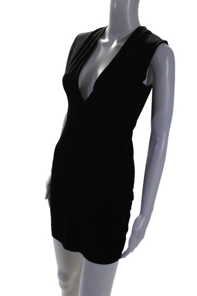 Susana Monaco Womens Sleeveless Deep V Neck Mini Sheath Dress Black Size XS