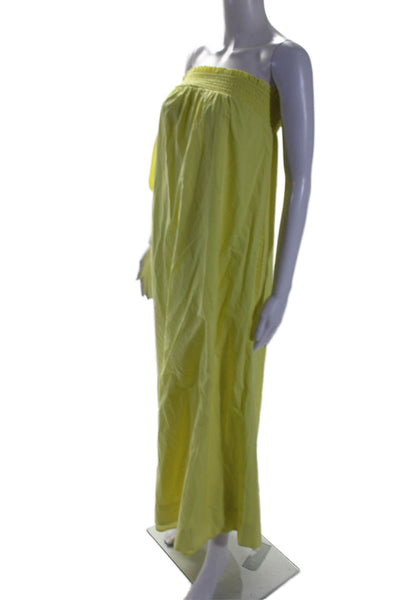 Maeve Anthropologie Womens Smocked One Shoulder Maxi Dress Yellow Size 2XS