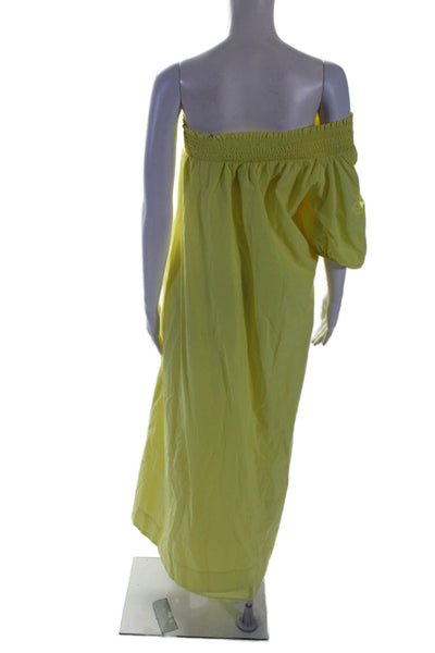 Maeve Anthropologie Womens Smocked One Shoulder Maxi Dress Yellow Size 2XS