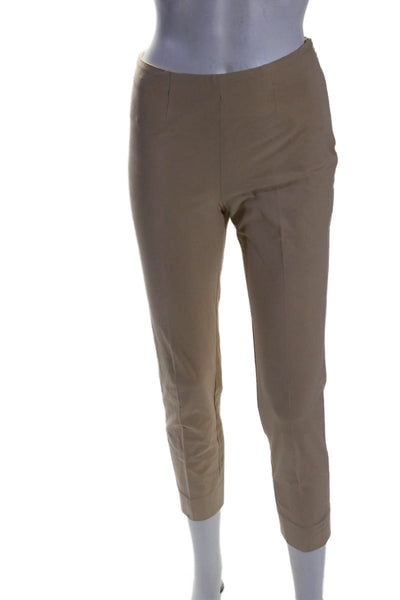 Piazza Sempione Womens Cotton Straight Leg Size Zipped Pants Beige Size 40