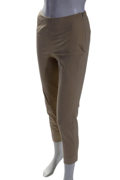 Piazza Sempione Womens Cotton Straight Leg Size Zipped Pants Beige Size 40