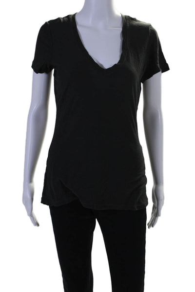 Standard James Perse Women's V-Neck Short Sleeves Basic T-Shirt Black Size 3