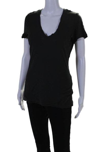 Standard James Perse Women's V-Neck Short Sleeves Basic T-Shirt Black Size 3