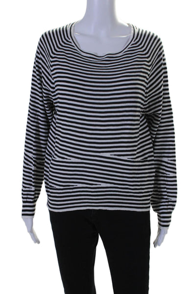 Zadig & Voltaire Women's Round Neck Long Sleeves Blouse Black Striped Size M