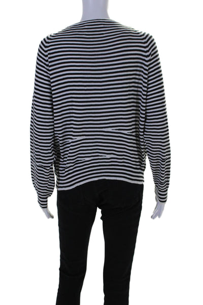 Zadig & Voltaire Women's Round Neck Long Sleeves Blouse Black Striped Size M