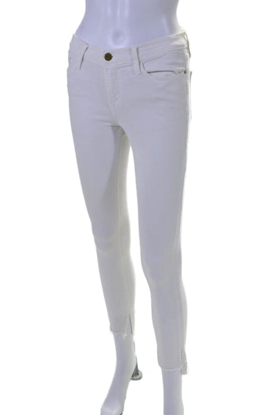 Frame Women's Midrise Button Closure Five Pockets Skinny Pants White Size 29