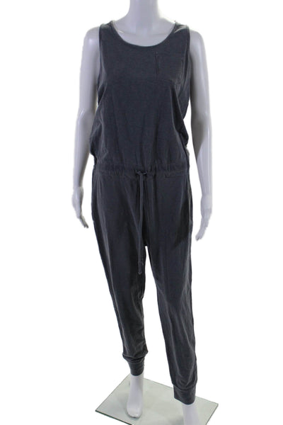 Sundry Womens Sleeveless Scoop Neck Straight Leg Pocket Jumpsuit Blue Size 3