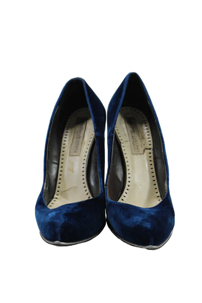 Stella McCartney Womens Stiletto Pointed Toe Velvet Pumps Blue Size 39.5