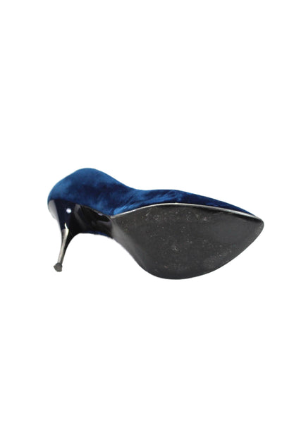 Stella McCartney Womens Stiletto Pointed Toe Velvet Pumps Blue Size 39.5