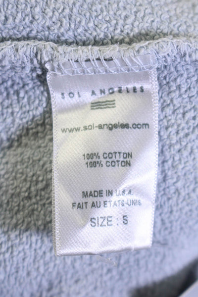 SOL ANGELES Womens Mid Rise Drawstring Knit Jogger Pants Blue Cotton Size Small