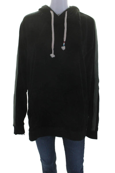 SOL ANGELES Womens Pullover Drawstring Velvet Hoodie Sweater Black Size Large