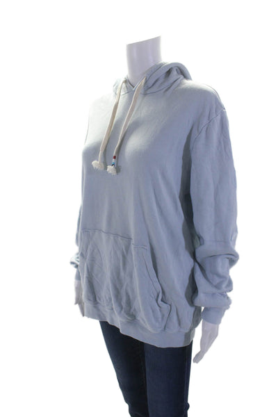 SOL ANGELES Womens Pullover Drawstring Hoodie Sweatshirt Blue Cotton Size Large