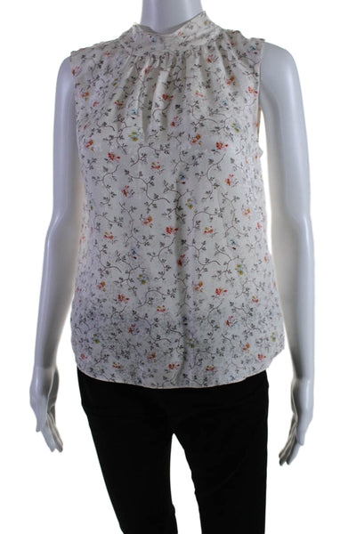 Rebecca Taylor Women's High Neck Sleeveless Silk Floral Blouse Size 0