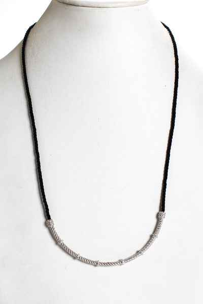 Judith Ripka Womens Sterling Silver Cubic Zirconia Cord Bar Necklace 24"