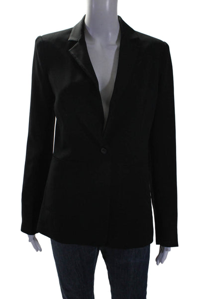 Elizabeth and James Womens Textured Lined V-neck Classic Blazer Black Size 2