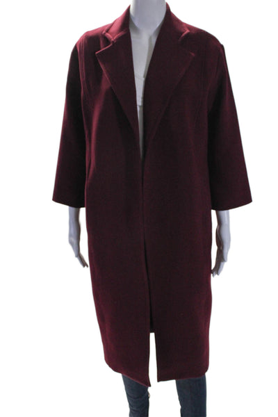 Toccin Womens Long Sleeves Open Front Winter Coat Wine Red Size Extra Small