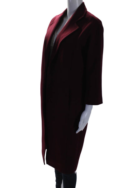 Toccin Womens Long Sleeves Open Front Winter Coat Wine Red Size Extra Small