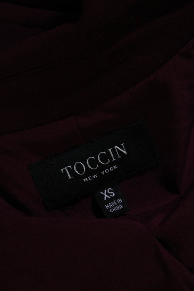 Toccin Womens Long Sleeves Open Front Winter Coat Wine Red Size Extra Small