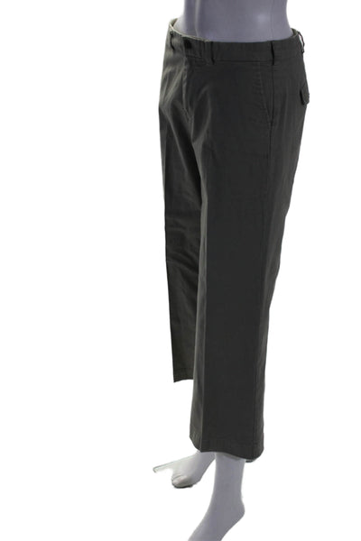 ATM Women's Button Closure Pockets Straight Leg Ankle Pants Olive Green Size 0