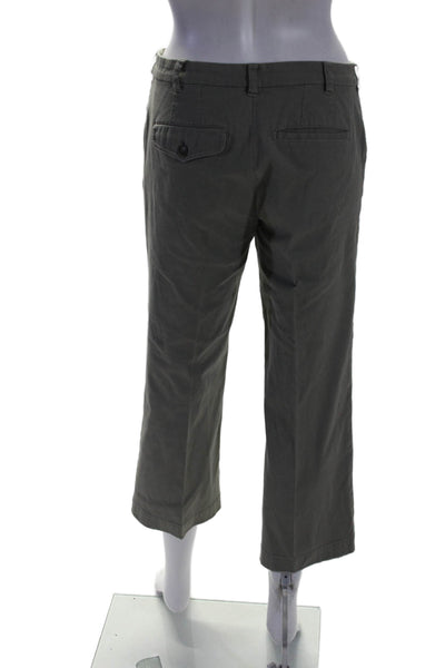 ATM Women's Button Closure Pockets Straight Leg Ankle Pants Olive Green Size 0