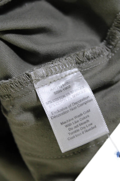 ATM Women's Button Closure Pockets Straight Leg Ankle Pants Olive Green Size 0