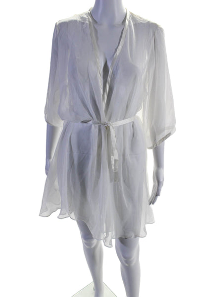 Valentino Intimo Womens Lace Detail Short Sleeves Robe White Size Petite