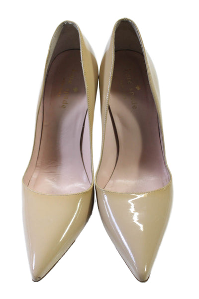 Kate Spade New York Womens Patent Leather Pointed Toe Pumps Beige Size 5.5