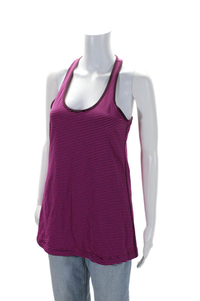 Lululemon Womens Scoop Neck Racerback Striped Tank Top Pink Size 12