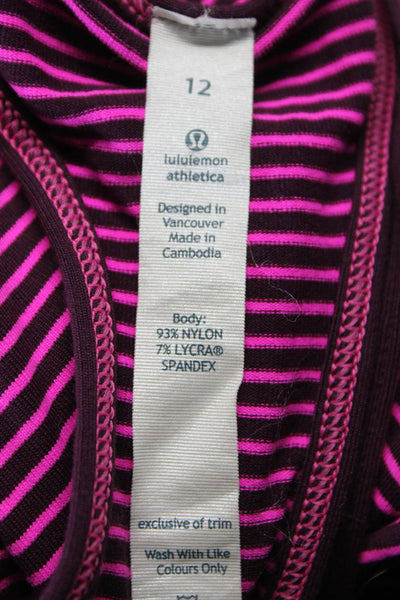 Lululemon Womens Scoop Neck Racerback Striped Tank Top Pink Size 12