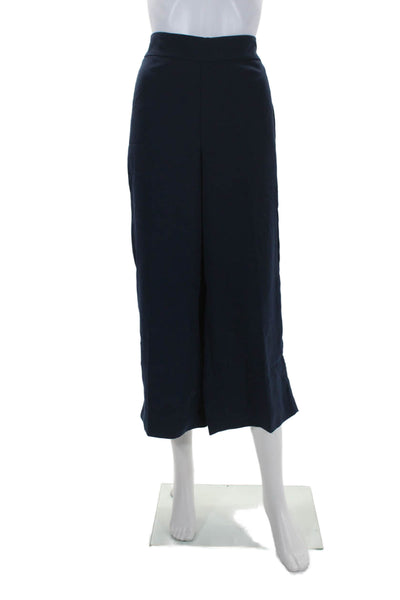 Madewell Womens Elastic Waistband Pleated Wide Leg Pants Navy Blue Size Large