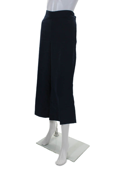 Madewell Womens Elastic Waistband Pleated Wide Leg Pants Navy Blue Size Large