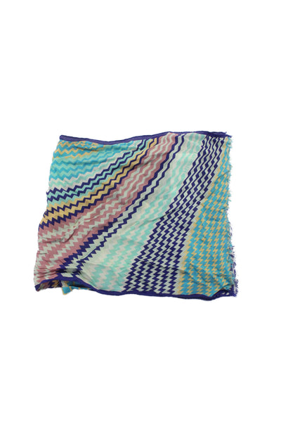 Missoni Womens Silk Multicolor Chevron Print Fringe Edge Scarf