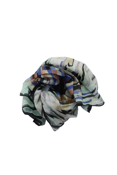 Missoni Womens Green Blue Multicolor Printed Square Scarf