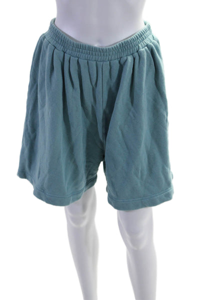 Ilana Kohn Womens Pull On High Rise Sweat Shorts Blue Cotton Size Large